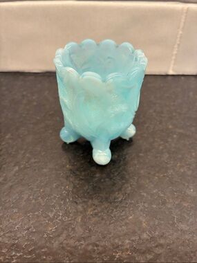 Blue White Slag Toothpick Holder